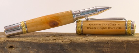 Pen for Governor Christie made by John Greco of Greco Woodcrafting.